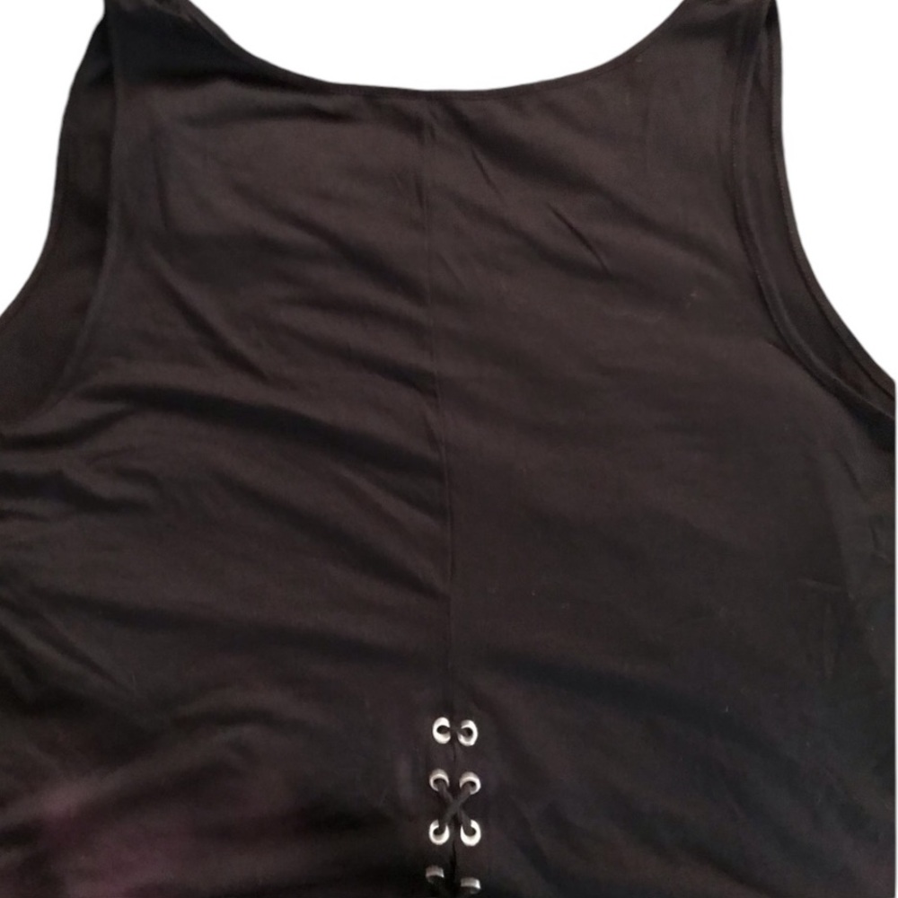 Kensie black X-Large cropped tank with lace up back NWT